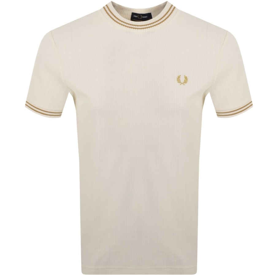 Fred Perry Twin Tipped Ribbed T Shirt Cream